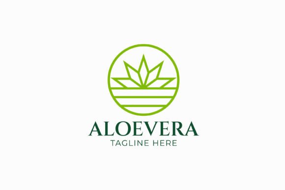 Abstract Aloe Vera Plant Logo Badge