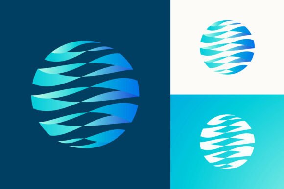 Abstract Circle Deep Blue Wave Logo Graphics