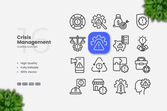 Crisis Management Outline Icons