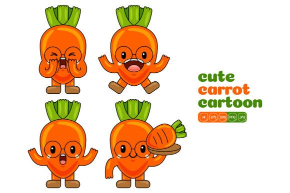 Cute Carrot Mascot Vector Pack 03
