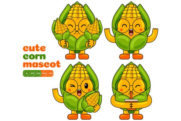 Cute Corn Mascot Vector Pack 01
