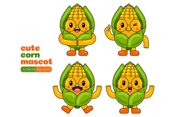 Cute Corn Mascot Vector Pack 04: Graphics for Creative Sellers