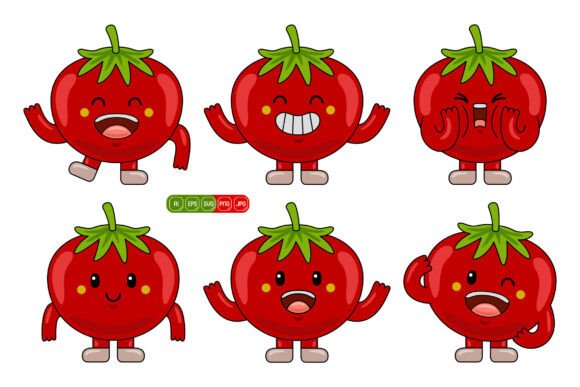 Cute Tomato Mascot Vector Pack 02: Graphics for Creative Projects