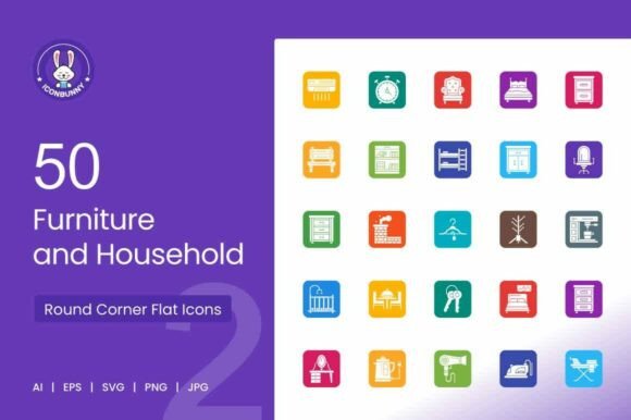 Furniture Household Round Corner Flat Graphics and Icons