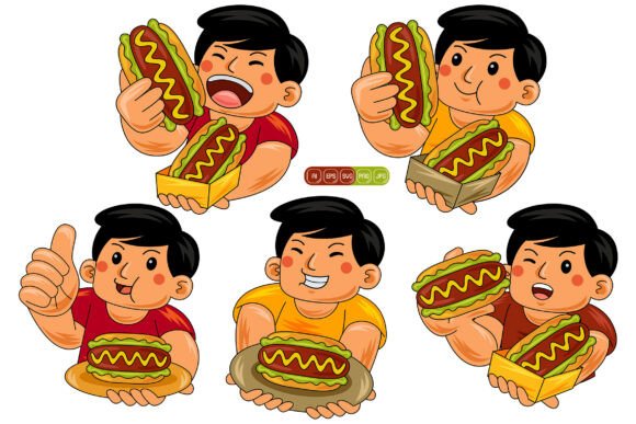 Man Eating Hotdog Vector Pack 02: Graphics for Creative Publishing
