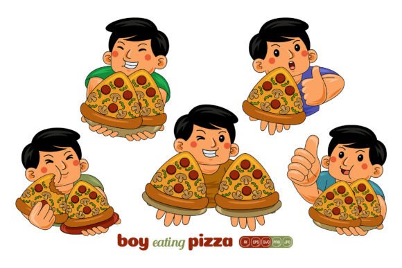 Man Eating Pizza Vector Pack 02: Graphics and Illustrations