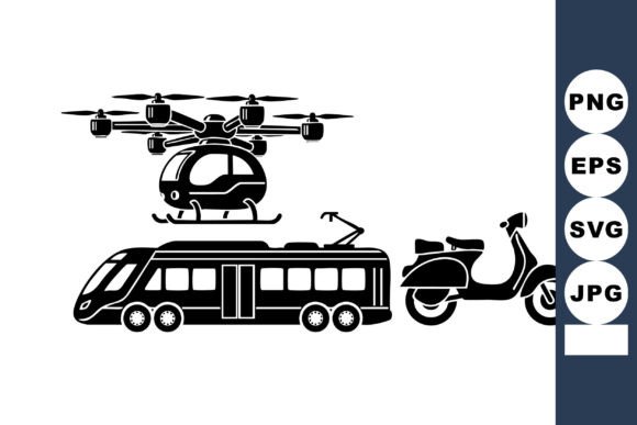 Minimal Transport Silhouette Trio Graphics for Crafts