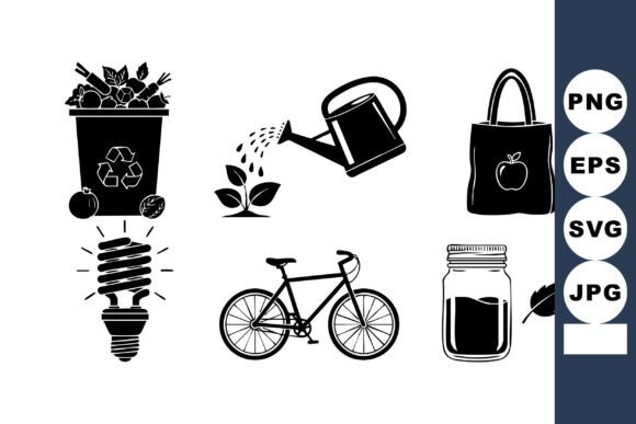 Minimalist Eco Icon Set: Graphics for Crafts and Content