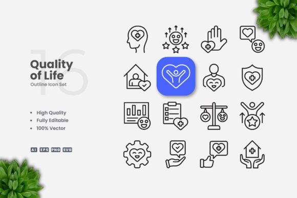 Quality of Life Outline Icons Graphics