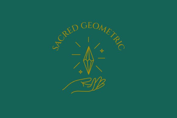 Quartz Crystal Hand Logo Linear Concept Graphics