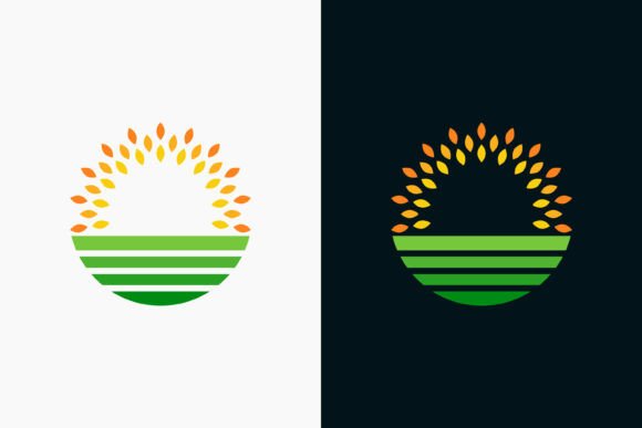 Sun Field Logo Organic Agriculture Farm Graphics